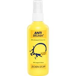 Gelbe Sprayflasche mit Zeckenschutzmittel namens Anti Brumm.