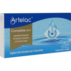 Verpackung von Augentropfen gegen trockene und brennende Augen.