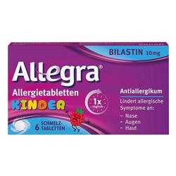 Lila Schachtel von Allegra Allergietabletten für Kinder gegen allergische Symptome.